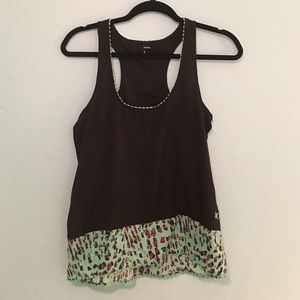 Black and blue tank with scalloped trim.