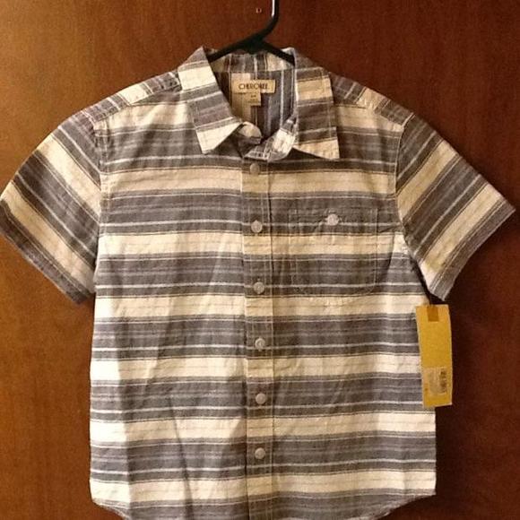 NWT Light bluegreen, gray & white short sleeve shirt