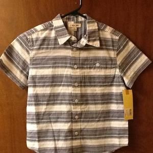 NWT Light bluegreen, gray & white short sleeve shirt