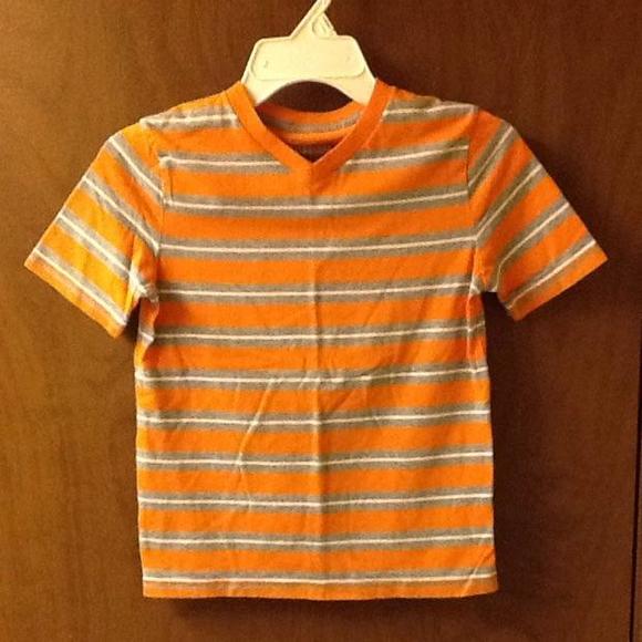 Urban Pipeline Orange, gray & white striped short sleeve shirt