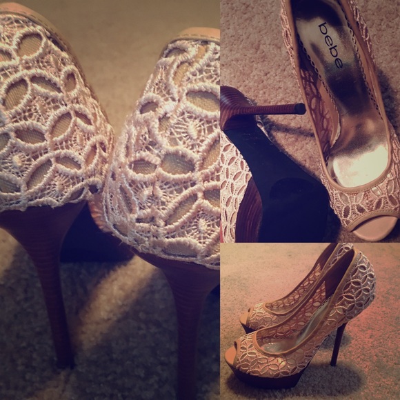 😍BeBe Crocheted Platform Pumps😍