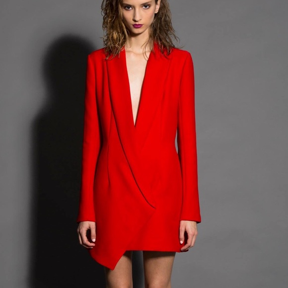 Red Wool Asymmetrical Jacket Dress - FINAL PRICE ✨
