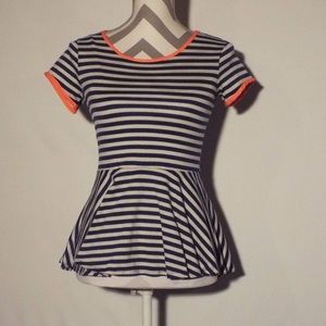 Blue and white strips top