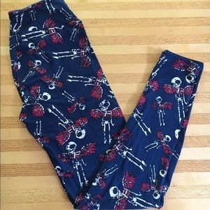 Lularoe Halloween Navy Blue Skeleton OS Leggings