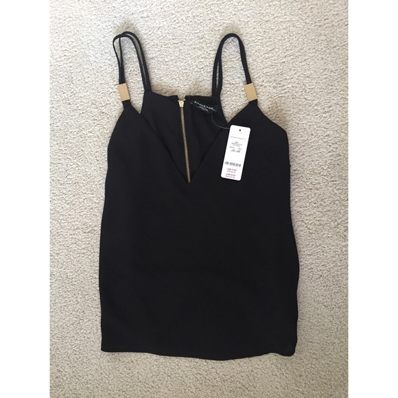 bebe Tops - Flashy Black Bebe Tank w/ Cut-out