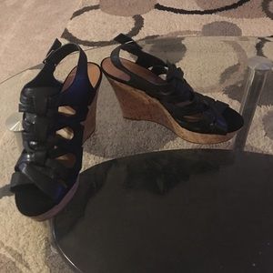 Nine West strap wedges black size 9.5 Nine West strap wedges black size 9.5