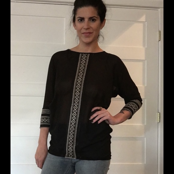 Sheer embroidered shirt