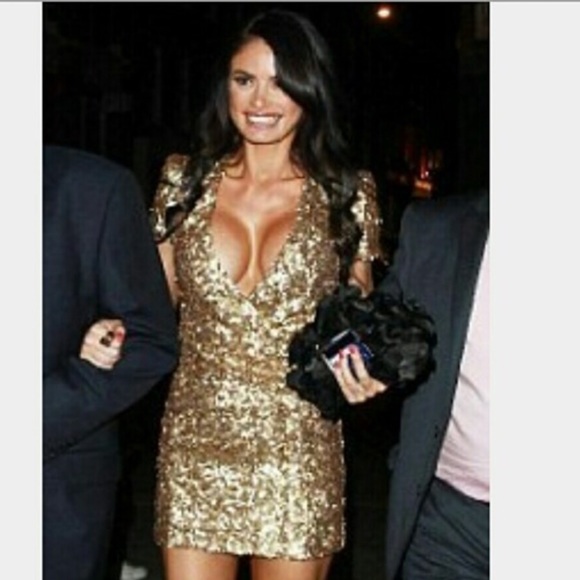 SOLD. FCUK Golden Sequin Samantha dress - Picture 3 of 4