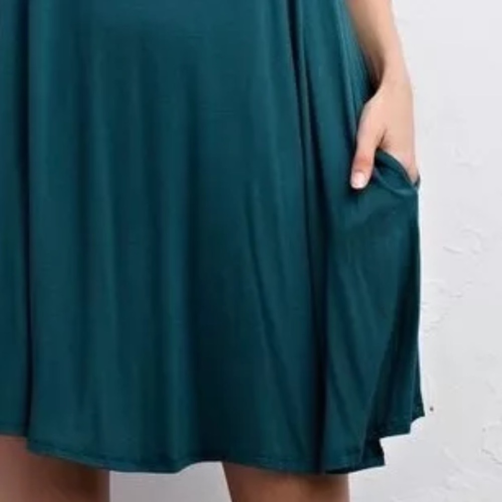 SWING DRESS Draped Pullover Pocket Swingy L/S Mini - Picture 2 of 5