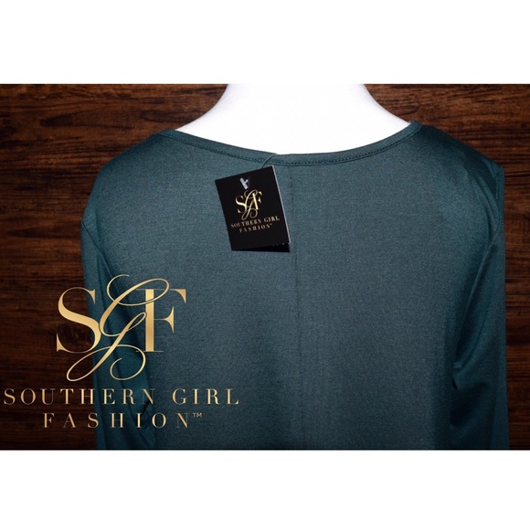 SWING DRESS Draped Pullover Pocket Swingy L/S Mini - Picture 4 of 5