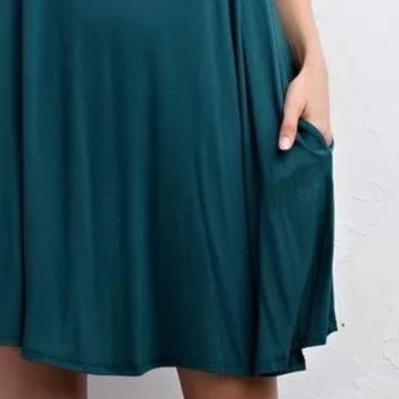 SWING DRESS Draped Pullover Pocket Swingy L/S Mini - Picture 2 of 5