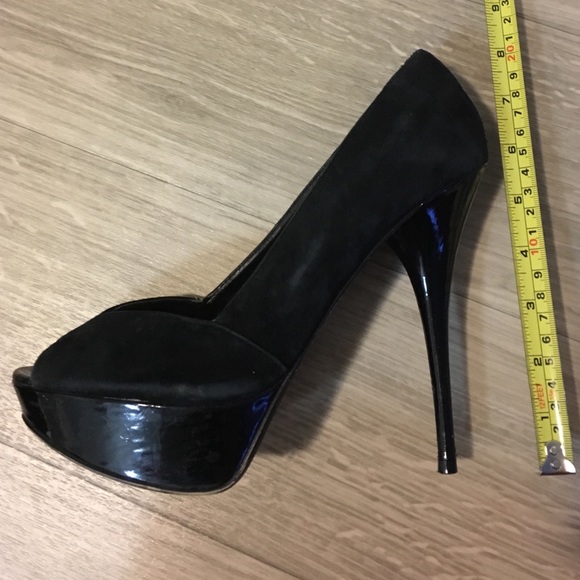 Black suede peep toe heels - Picture 3 of 3