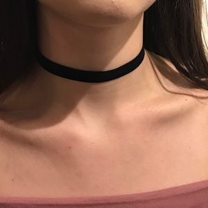 Set of three black velvet chokers