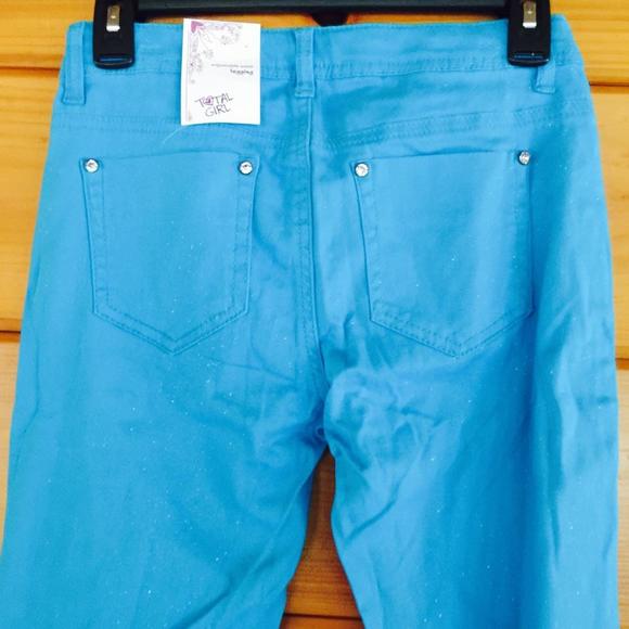 Sparkly Total Girl Turquoise Pants 14R - Picture 3 of 5