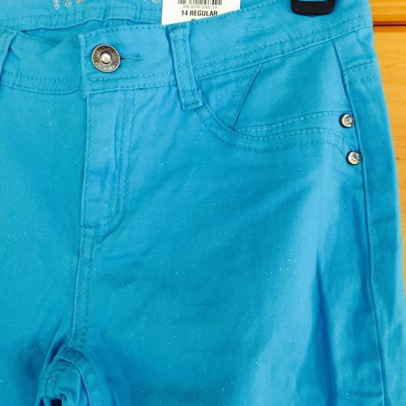 Sparkly Total Girl Turquoise Pants 14R - Picture 4 of 5