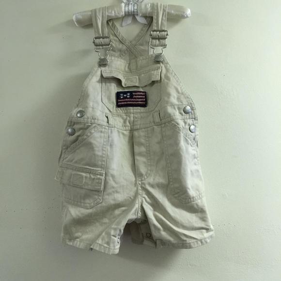 VINTAGE! Baby Gap American Flag BEIGE Overall Large 4th Of July US USA 12-18