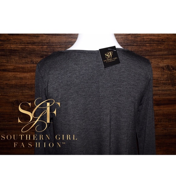 SWING DRESS Draped Pullover Pocket Swingy L/S Mini - Picture 5 of 6