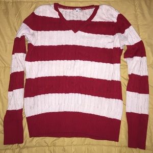 V-Neck Cable Knit Sweater