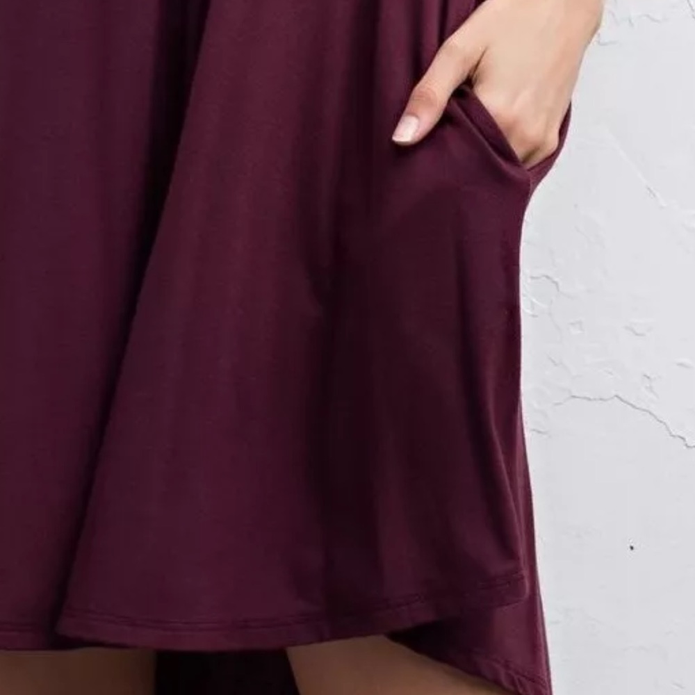 SWING DRESS Draped Pullover Pocket Swingy L/S Mini - Picture 2 of 5