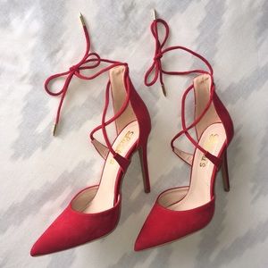 Lulu's Red Pointed Toe Pumps