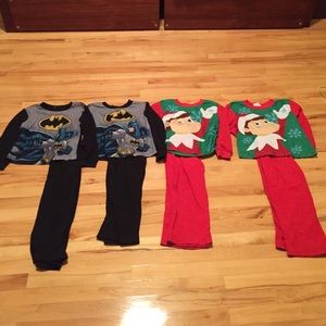Batman and Elf on a Shelf flannel pj's.