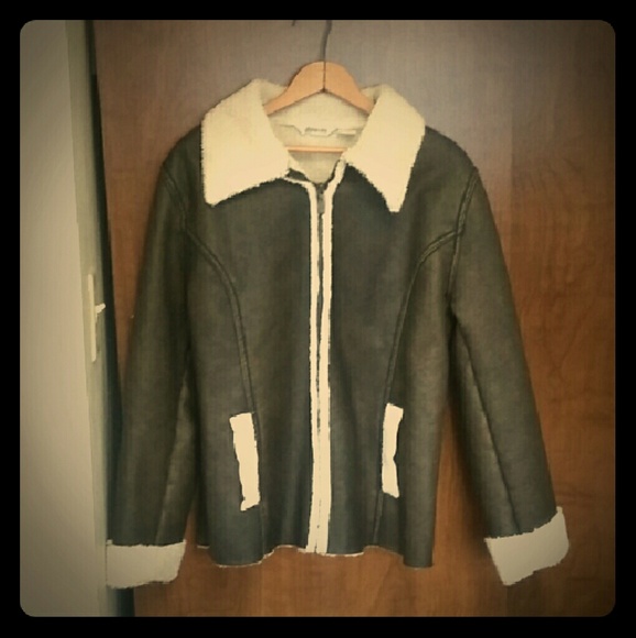 St. John's Bay Jackets & Blazers - St.John's Bay Distressed Faux Jacket Size L