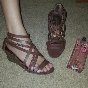 Brown wedge sandals