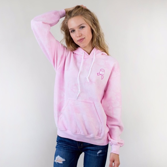NEW S Ivory Ella Acid Wash Ribbon Hoodie
