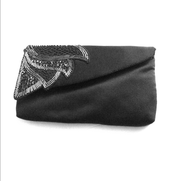 Vintage Milor black beaded clutch purse