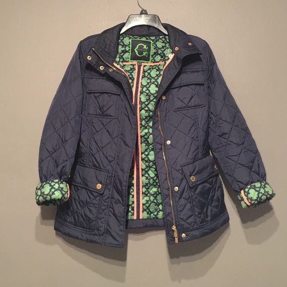 Rare C Wonder Navy Blue & Green Barn Jacket