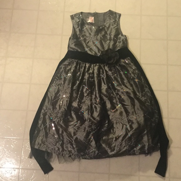 Sequin and flower charcoal dress
