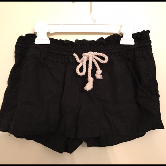 Black Roxy Oceanside Linen Shorts