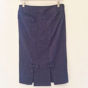 Grey pinstriped pencil skirt