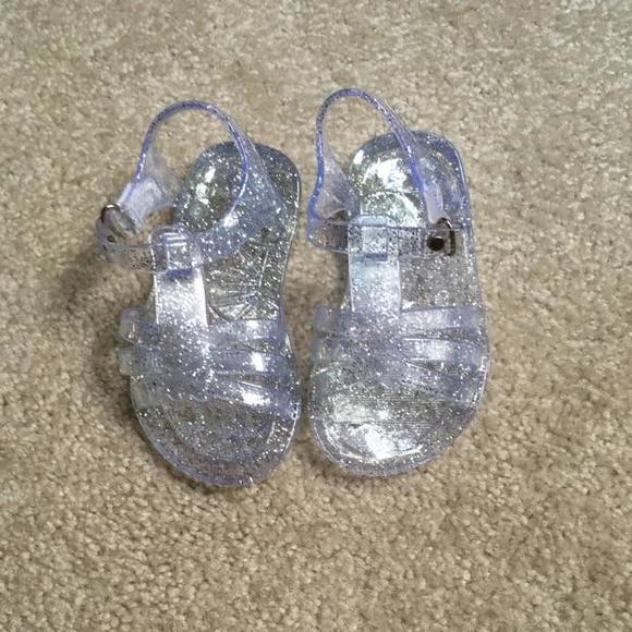 Clear sparkle jelly shoes