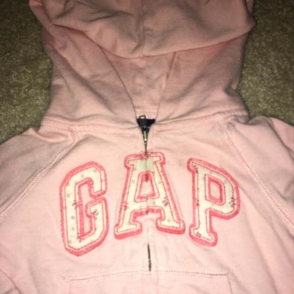 Pink girls Gap zip up hooded sweatshirt.