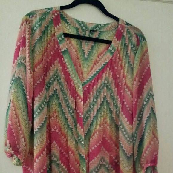*****SOLD Ashley stewart Sheer button down tunic