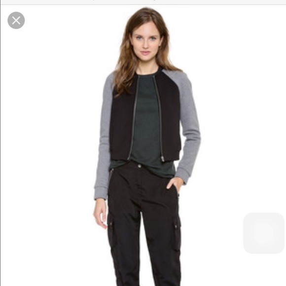 Alexander wang black grey neoprene bomber jacket