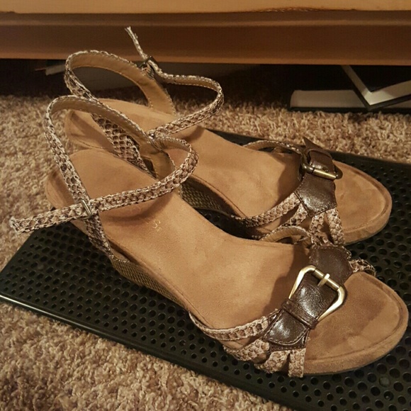 Snake print wedges
