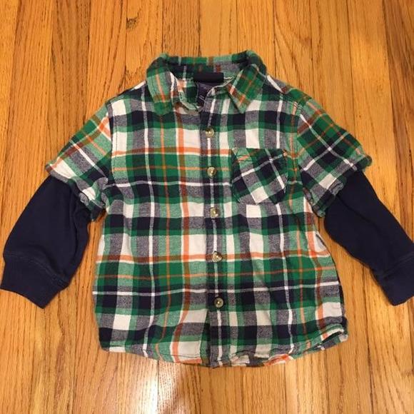 Green plaid long sleeve shirt