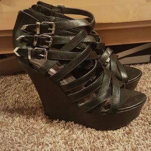 SALE Strappy wedge heels