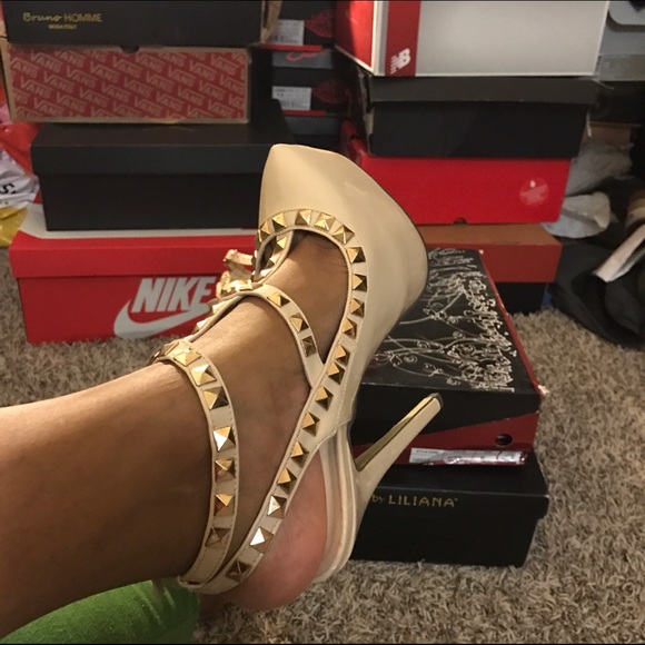 Nude Studded Heels