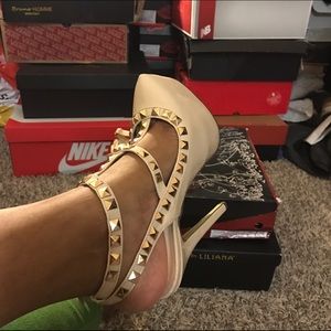 Nude Studded Heels