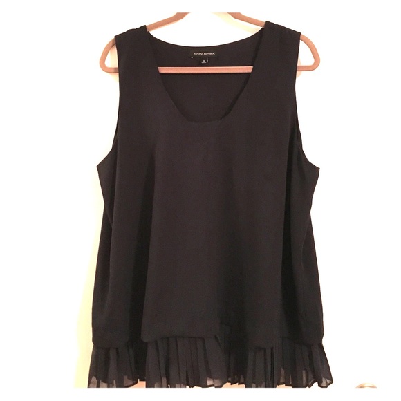 Navy Pleated Hem Top
