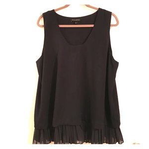 Navy Pleated Hem Top