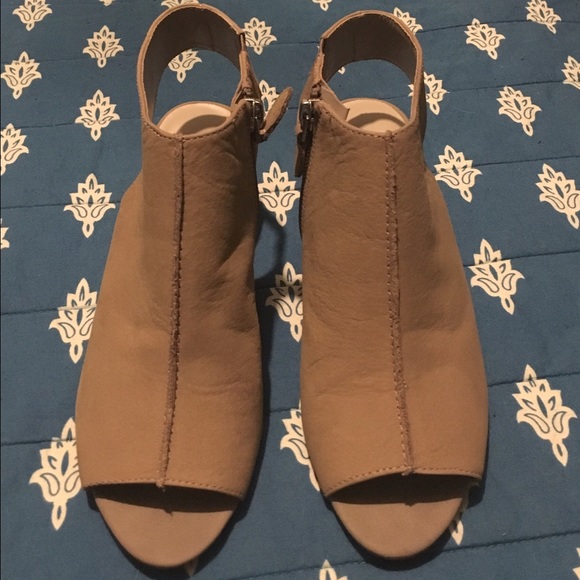 Franco Sarto Leather Peep Toe Bootie Style Heel