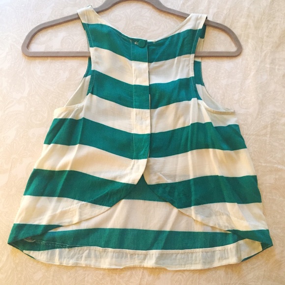 Striped summer turquoise blouse