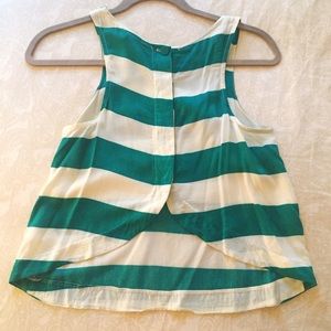 Striped summer turquoise blouse