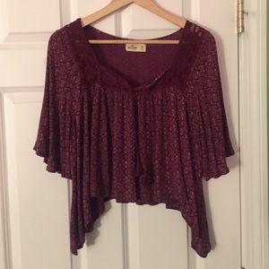 Burgundy peasant blouse from Hollister