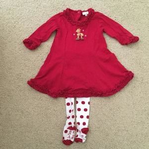 Le Top Girl's Reindeer Dress w/ Matching Tights