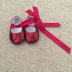 Infant Red Sequin Ballet Slippers